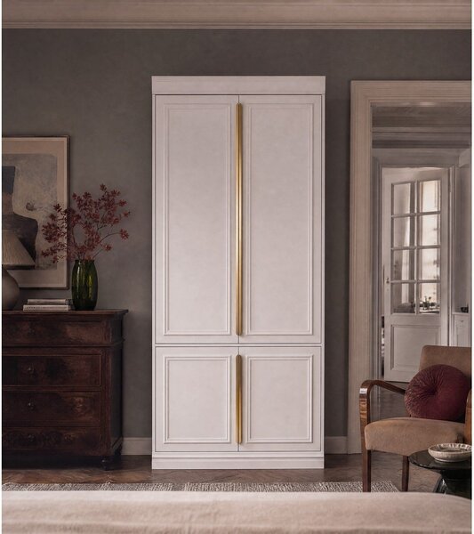 Světle šedá šatní skříň z borovicového dřeva 110x215x44 cm Organize – WOOOD