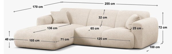 Béžová rohová pohovka z textilie bouclé (pravý roh) Molino – Micadoni Home