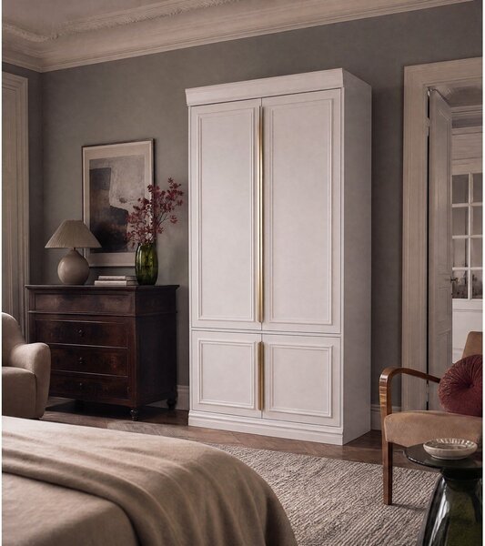 Světle šedá šatní skříň z borovicového dřeva 110x215x44 cm Organize – WOOOD
