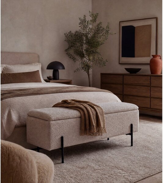 Béžová lavice z textilie bouclé Watford – House Nordic