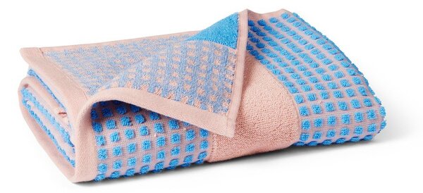 Modro-růžový froté ručník z Bio bavlny 50x100 cm Check – JUNA