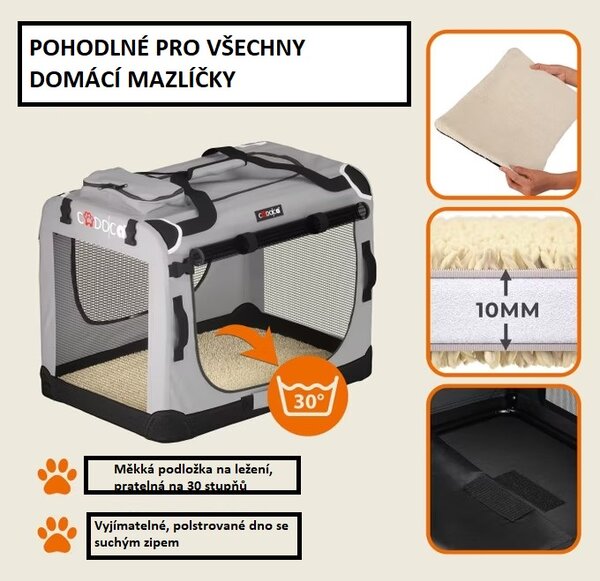 Skládací cestovní box pro psy XXL, šedý 105976