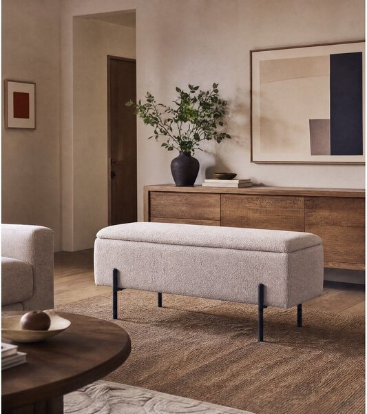 Béžová lavice z textilie bouclé Watford – House Nordic