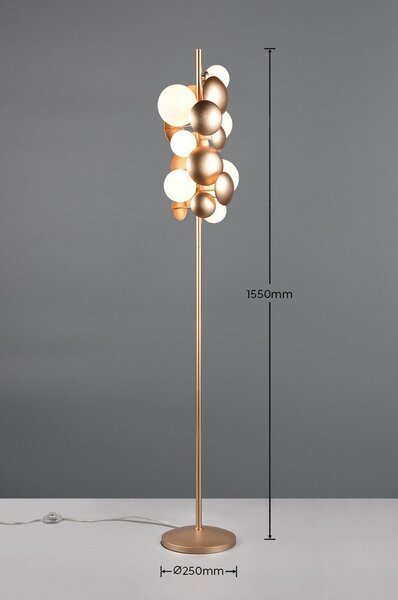 Stojací lampa se skleněným stínidlem ve zlato-bílé barvě (výška 155 cm) Bubble – Trio Select