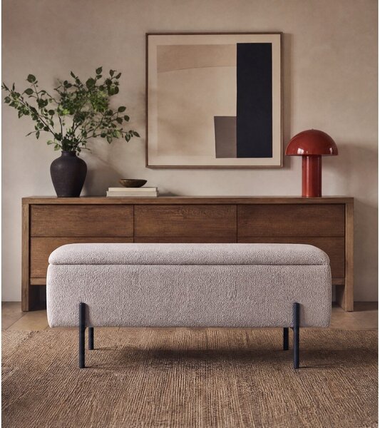 Béžová lavice z textilie bouclé Watford – House Nordic