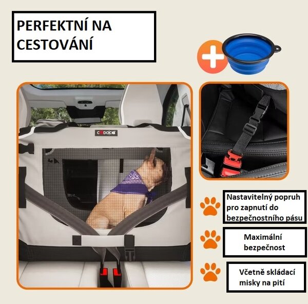 Skládací cestovní box pro psy XXL, šedý 105976