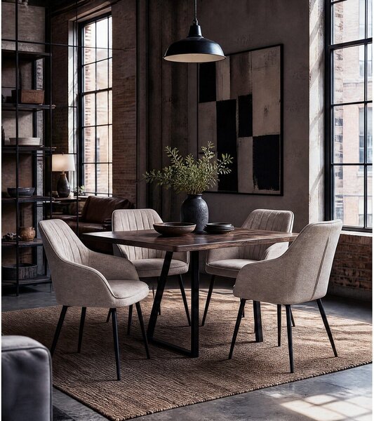 Béžové čalouněné jídelní křeslo s područkami Nolan – Unique Furniture