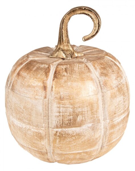 Zlatá dekorativní dřevěná socha dýně Pumpkin – 20x20 cm