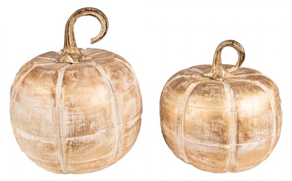 Zlatá dekorativní dřevěná socha dýně Pumpkin – 20x20 cm