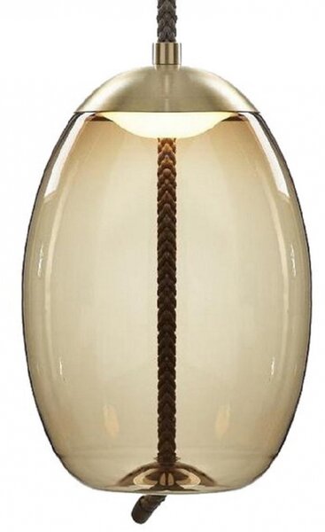 Brokis PC01018_006 Knot Uovo, závěsné svítidlo, hnědé kouřové sklo - mosaz, 14W LED 2700K stmívatelné, prům.30cm