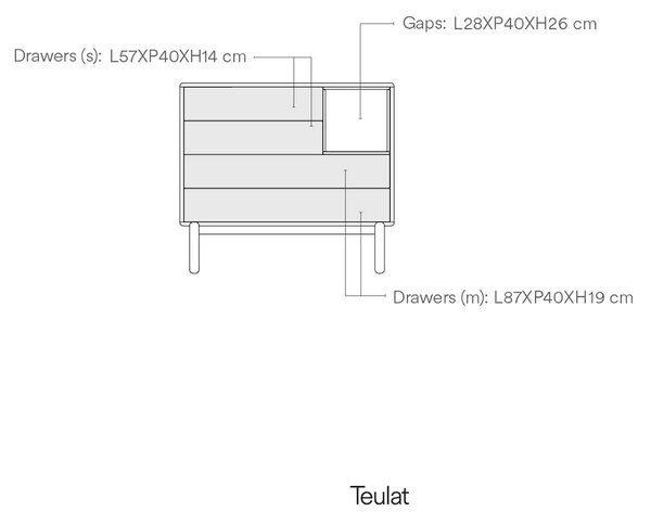 KOMODA CORVO ŠEDÁ 40 X 90 CM