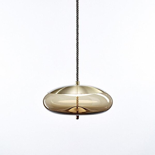Brokis PC01017_006 Knot Disco, závěsné svítidlo, hnědé kouřové sklo - mosaz, 14W LED 2700K stmívatelné, prům.50cm