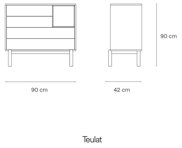 KOMODA CORVO ŠEDÁ 40 X 90 CM