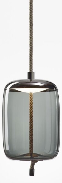 Brokis PC01019_004 Knot Cilindro, závěsné svítidlo, šedé kouřové sklo - černý chrom, 14W LED 2700K stmívatelné, prům.30cm