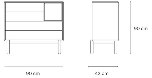 KOMODA CORVO ŠEDÁ 40 X 90 CM