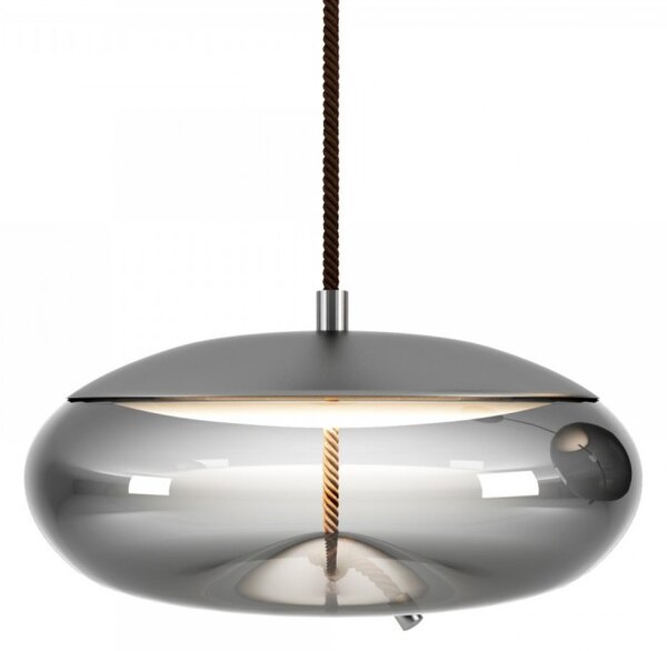 Brokis PC01017_004 Knot Disco, závěsné svítidlo, šedé kouřové sklo - černý chrom, 14W LED 2700K stmívatelné, prům.50cm