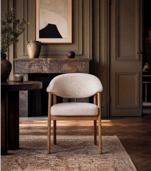 Krémová jídelní křesla v sadě 2 ks s područkami z dubového dřeva Elk – Unique Furniture