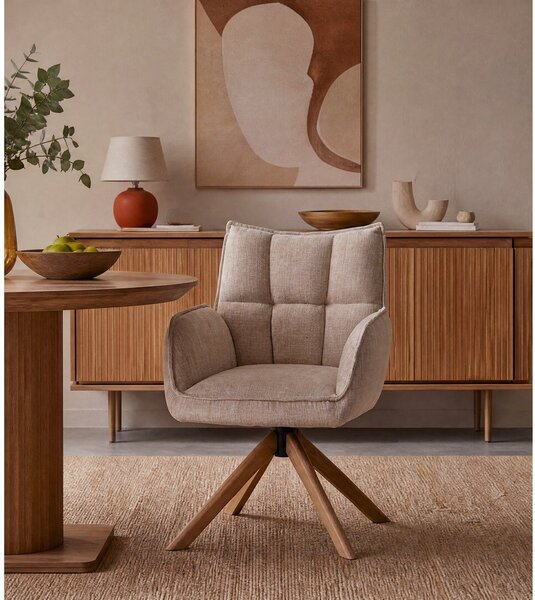 Krémová čalouněná jídelní křesla v sadě 2 ks Marilla – Unique Furniture