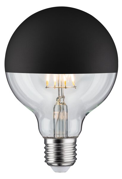 Paulmann 28676 LED žárovka s matně černým vrchlíkem G95, 6,5W LED 2700K E27 stmívatelná, výška 13,8cm
