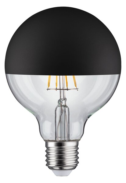 Paulmann 28676 LED žárovka s matně černým vrchlíkem G95, 6,5W LED 2700K E27 stmívatelná, výška 13,8cm
