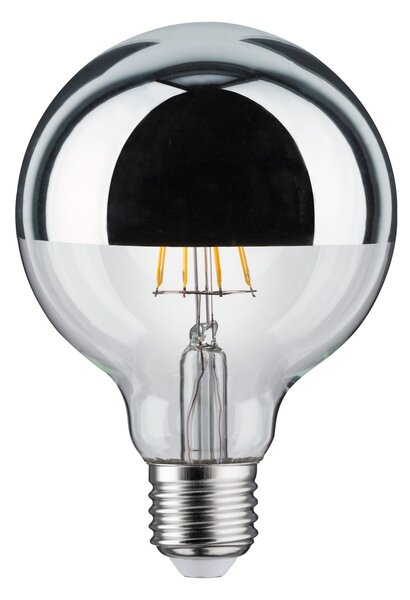 Paulmann 28673 LED žárovka se stříbrným vrchlíkem G95, 6,5W LED 2700K E27 stmívatelná, průměr 9,5cm