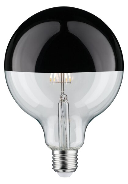 Paulmann 28680 LED žárovka s lesklým černým vrchlíkem G125, 6,5W LED 2700K E27 stmívatelná, průměr 12,5cm