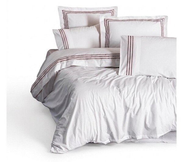 Bílé povlečení na jednolůžko z bavlny Renforcé 140x200 cm Red Heritage Lines – Mila Home Luxury