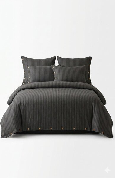 Tmavě šedé povlečení na dvoulůžko/prodloužené z bavlny Renforcé 240x220 cm Como Striped – Mila Home Luxury