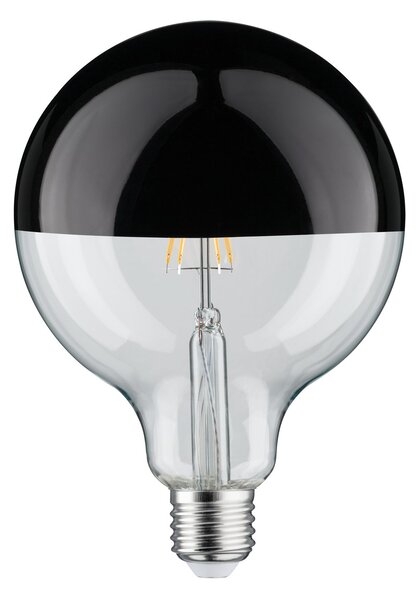 Paulmann 28680 LED žárovka s lesklým černým vrchlíkem G125, 6,5W LED 2700K E27 stmívatelná, průměr 12,5cm