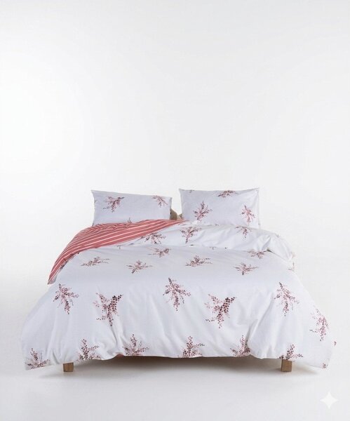 Bílé/růžové povlečení na dvoulůžko/prodloužené z bavlny Renforcé 240x220 cm Breeze Floral – Mila Home Luxury