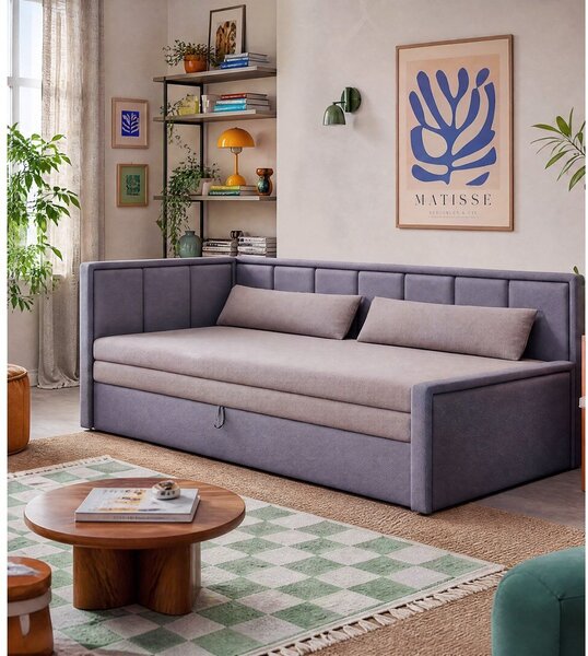 Růžová žinylková rozkládací/s úložným prostorem pohovka 214 cm Fulgeo – ELTAP