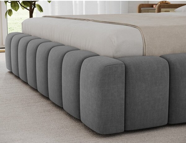 Šedá čalouněná dvoulůžková postel s úložným prostorem s roštem 140x200 cm Lamica – ELTAP