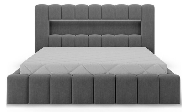 Šedá čalouněná dvoulůžková postel s úložným prostorem s roštem 140x200 cm Lamica – ELTAP