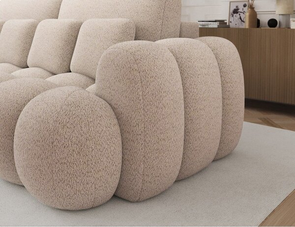 Béžová rozkládací pohovka z textilie bouclé 256 cm Cotonn – ELTAP