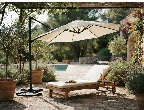 Krémový slunečník 300x300 cm Deluxe – Garden Pleasure