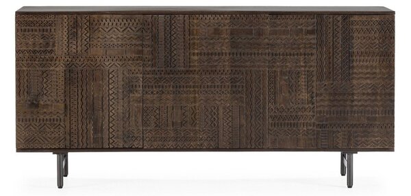 Tmavě hnědá komoda z mangového dřeva 160x75x40 cm Kalai – MOME