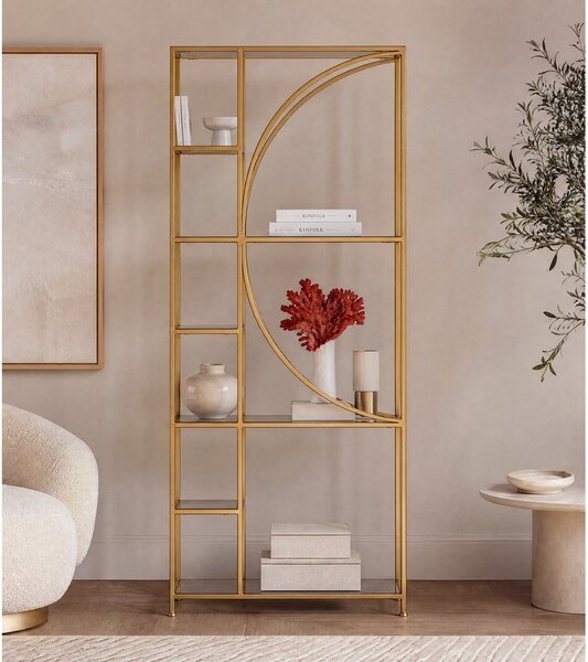 Ocelová knihovna ve zlaté barvě 66x176x25,5 cm Elenor – Bizzotto