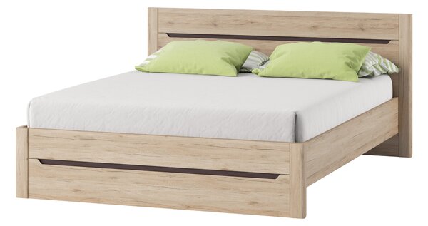 Manželská postel 160 cm Dessum 53 (dub sanremo + hnědá). 1068141