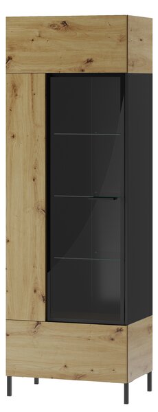 HezkýNábytek.cz Vitrína Lorren 10 (dub artisan + černá matná). 1068164