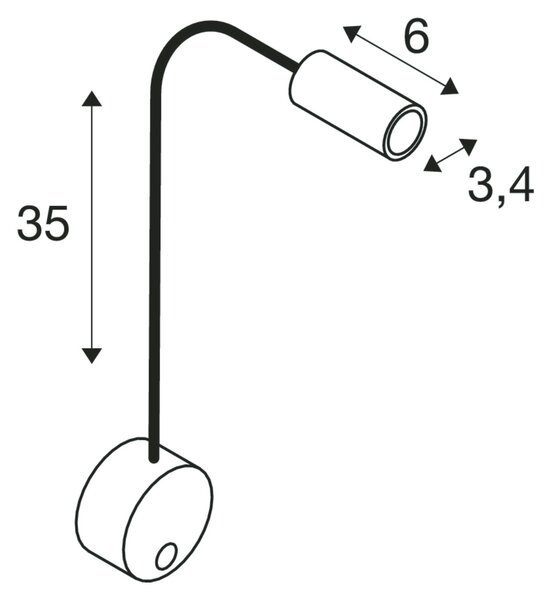 SLV 1002430 Dio Flex, nástěnné flexibilní svítidlo, power LED 1,9W 2700K, černá