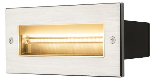 SLV 233660 Brick, venkovní vestavné svítidlo do stěny, LED 11W 3000K, nerez, šířka 26cm, IP65
