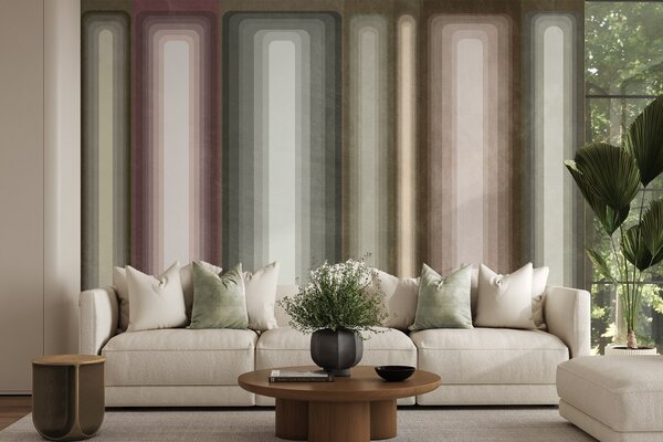 Fototapety Texturované abstraktní svislé obdélníky se zaoblenými rohy v tlumených odstínech hnědé, béžové a, Fototapety geometrie, w09905 : uwalls.cz