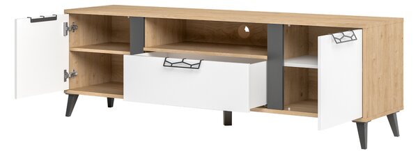 TV stolek/skříňka Mussun 25 (ořech americký jackson + bílá matná + grafit matný)