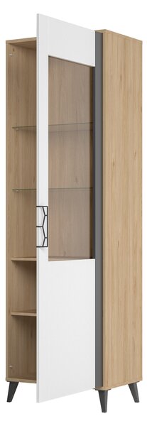Vitrína Mussun 10 (ořech americký jackson + bílá matná + grafit matný) (P)
