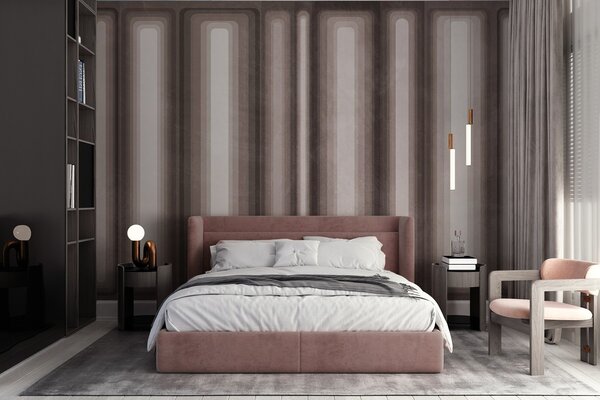 Fototapety Texturované abstraktní svislé obdélníky se zaoblenými rohy v tlumených hnědých odstínech, Fototapety geometrie, w09905v1 : uwalls.cz