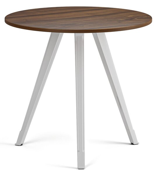 Konferenční stůl PRIMO ZEN, průměr 80 cm, bílá podnož, ořech