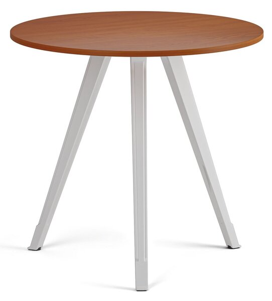 Konferenční stůl PRIMO ZEN, průměr 80 cm, bílá podnož, třešeň