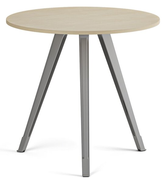 Konferenční stůl PRIMO ZEN, průměr 80 cm, šedostříbrná podnož, bříza