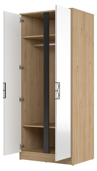 Šatní skříň Mussun 70 (ořech americký jackson + bílá matná + grafit matný)