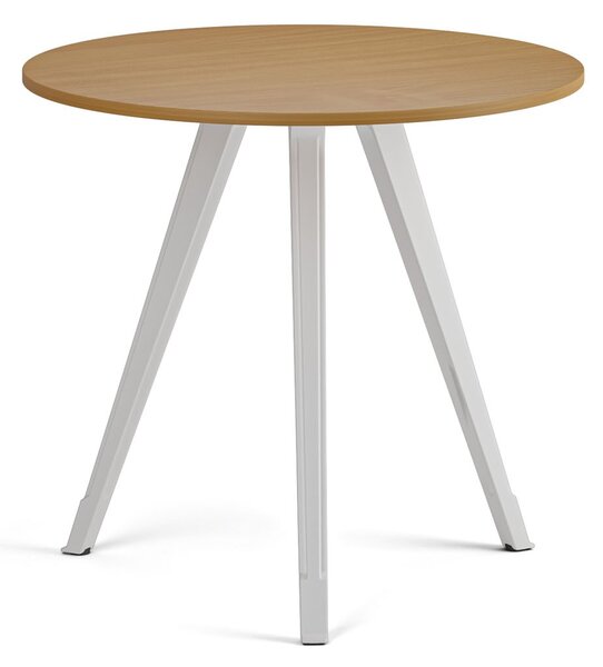 Konferenční stůl PRIMO ZEN, průměr 80 cm, bílá podnož, buk